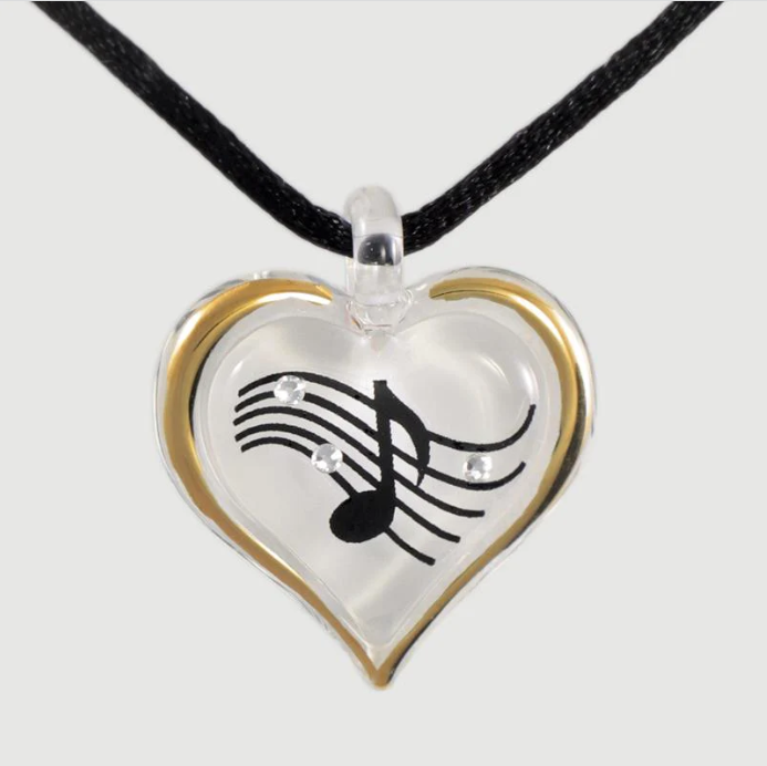 Music Note Heart Necklace, Musician Gift Necklace, Handcrafted Heart Pendant, Christmas Gift, Gift for Her, Women, Mom