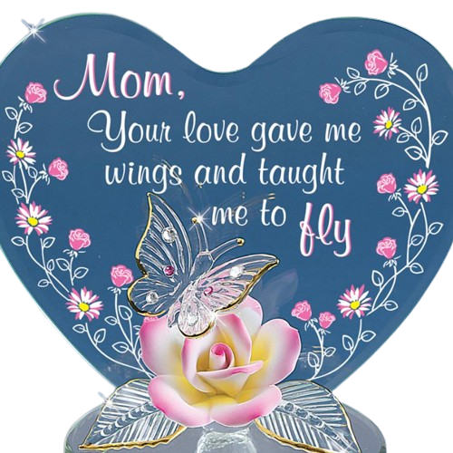 Glass Baron Butterfly & Rose Mom, You Gave Me Wings Figurine with Crystals Accents