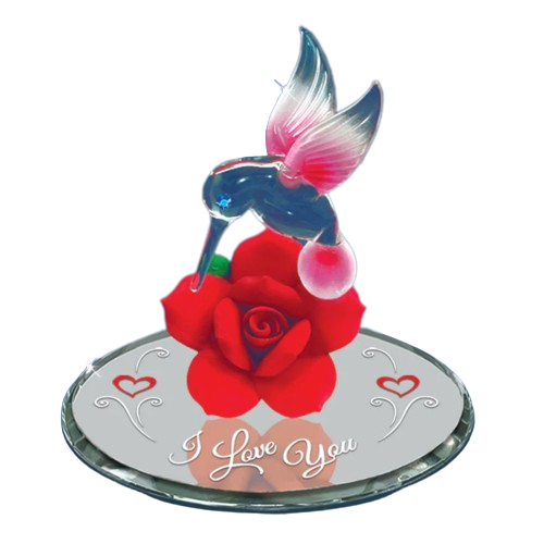 Hummingbird & Red Rose, I Love You, Handcrafted Figurine,  Valentine's Day Gift, Anniversary Gifts, Gift