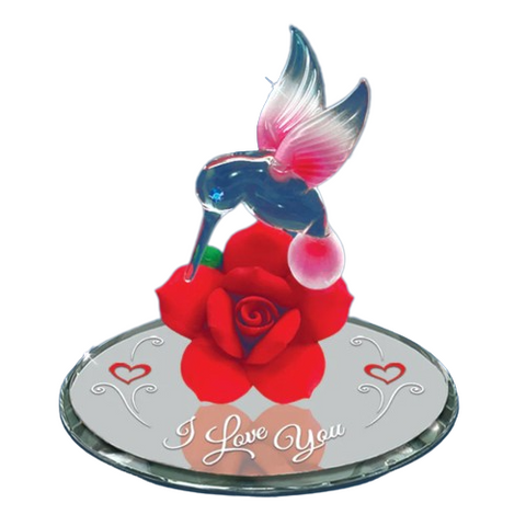 Hummingbird & Red Rose, I Love You, Handcrafted Figurine,  Valentine's Day Gift, Anniversary Gifts, Gift