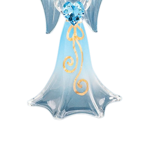 Blue Angelique Angel Glass Figurine with Crystal Accents