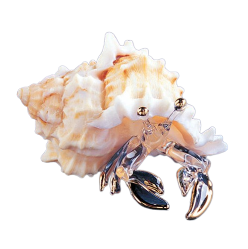Hermit Crab Figurine, Handcrafted Glass Figurine, Home Beach Decor Collectible Gifts