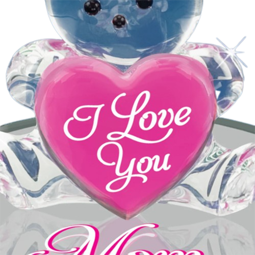 Glass Bear "I Love You Mom" Collectible Figurine