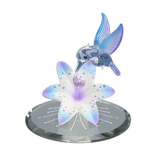 Hummingbird Figurine, Glass Hummingbird & Blue Lily Statue, Hummingbird Gift, Christmas Gift, Hummingbird Gifts for Her, Women