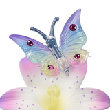 Butterfly on Lavender Lily Figurine, Crystals Butterfly, Home Decor Holiday Gift