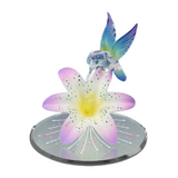 Hummingbird Figurine, Handmade Glass Figurine, Hummingbird & Lavender Lily, Home Décor