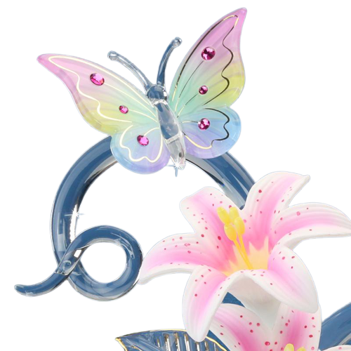 Crystal Butterfly, Glass Butterflies and Lily, Handmade Butterfly Figurine, Holiday Gift, Home Decoration, Gift for Her, Women, Mom