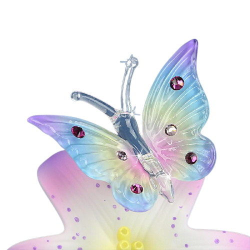 Crystal Butterfly, Glass Pink Lily, Handcrafted Figurine Home Decoration, Handmade Gift Gor Women