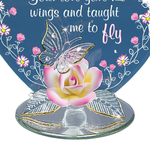 Glass Baron Butterfly & Rose Mom, You Gave Me Wings Figurine with Crystals Accents
