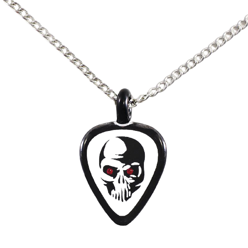Guitar Pick with Skull Necklace Glass Handcrafted