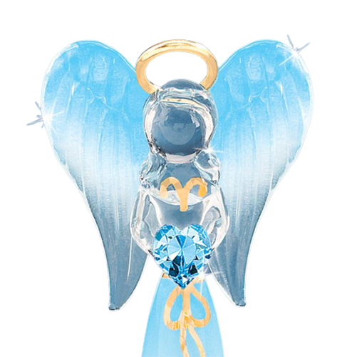 Blue Angelique Angel Glass Figurine with Crystal Accents