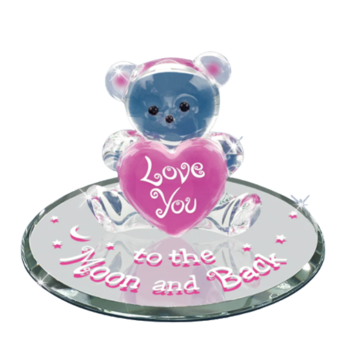 Love You To the Moon & Back Handmade Bear, Glass Figurine, Anniversary Gift, Valentines Day Gifts for Her, Wife, Mom