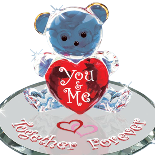 You and Me, Red Bear, Handcrafted Glass Bear Figurine, Animals Bear Gift, Romantic Gift, Anniversary Gifts for Wife