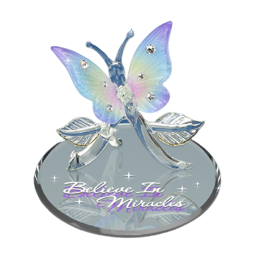Glass Baron Rainbow Butterfly Believe in Miracles Figurine
