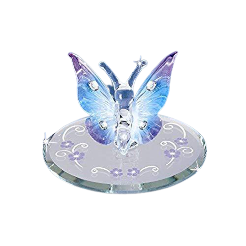 Glass Butterfly Figurine Accented with Genuine Crystals