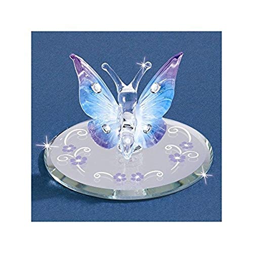 Glass Butterfly Figurine Accented with Genuine Crystals