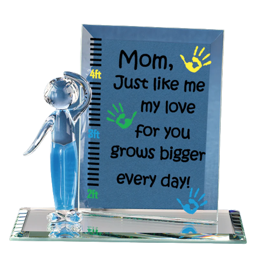 Mothers Day Gifts, Handcrafted Glass Figurine, Son Growth Chart, Keepsake Gift, Home Décor, Gift for Mom