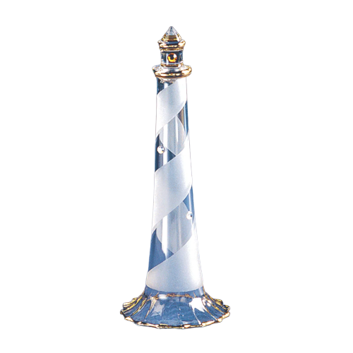 Glass Lighthouse Figurine Collectible with Crystals Accents