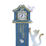 Hickory Dickory Clock, Mouse and Kitten Cat Figurine, Gift for Cat Lover, Miniature Décor, Shelf Décor