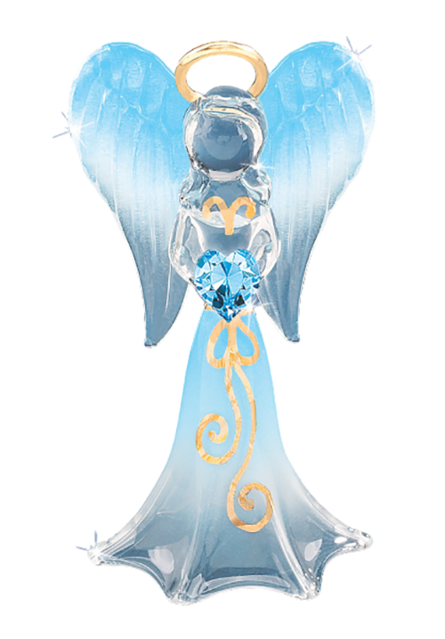 Blue Angelique Angel Glass Figurine with Crystal Accents