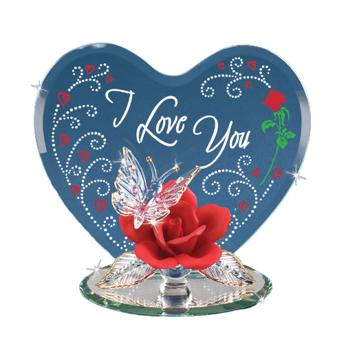 Handmade Red Rose & Butterfly, I Love You Heart Figurine, Valentine's Day Gift, Mother's Day Gift, Anniversary Gift, Wedding Gift