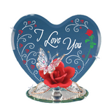 Handmade Red Rose & Butterfly, I Love You Heart Figurine, Mother's Day Gift, Anniversary Gift, Wedding Gift