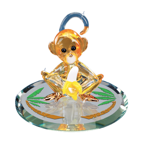 Glass Baron Monkey with Banana Figurine