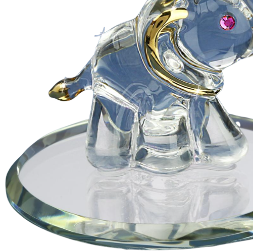 Glass Baron Elephant with Crystals and 22kt Gold Accents