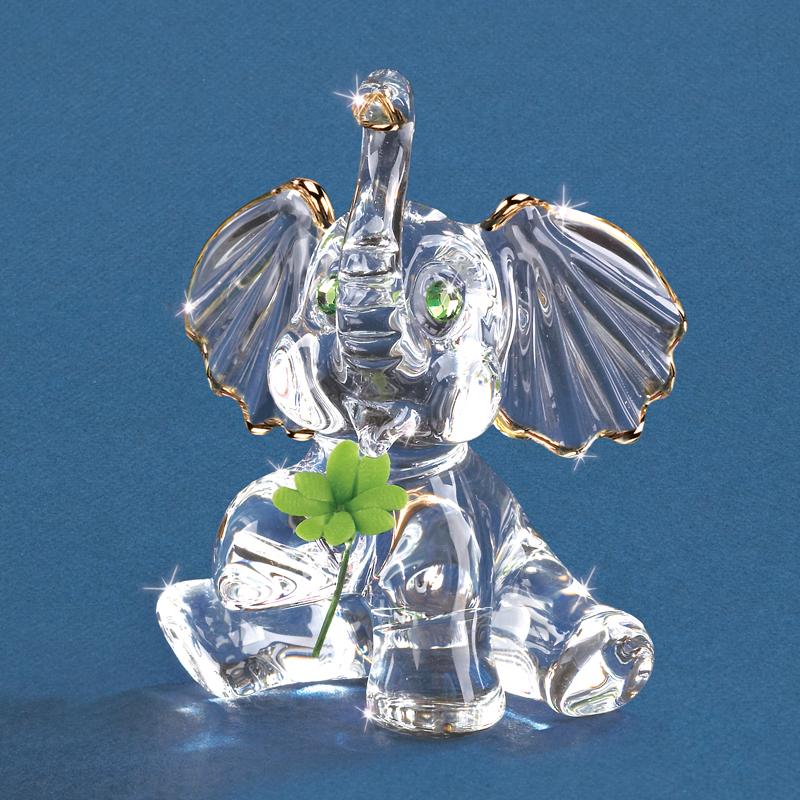 Glass Lucky the Elephant Figurine Accented with Crystals