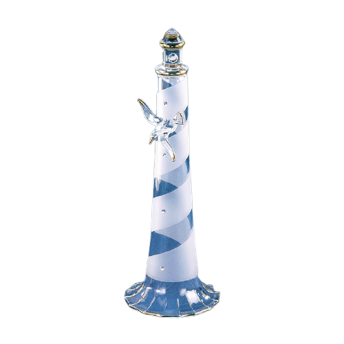Glass Baron Spiral Lighthouse with Sea Gull Figurine
