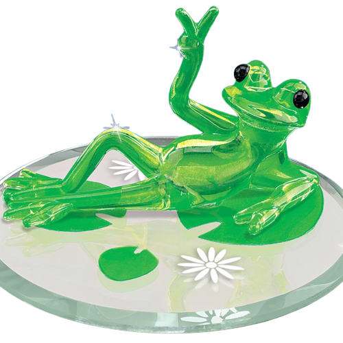 Little Green Frog, Peace Sign Glass Frog, Handmade Gift Figurine, Home Decor, Gifts for Her/Him, Animal Decor