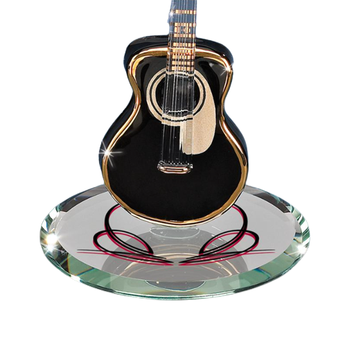 Acoustic Black Guitar, Handmade Figurine, Handcrafted Guitar, Handmade Gift Ideas, Gift for Music Lover