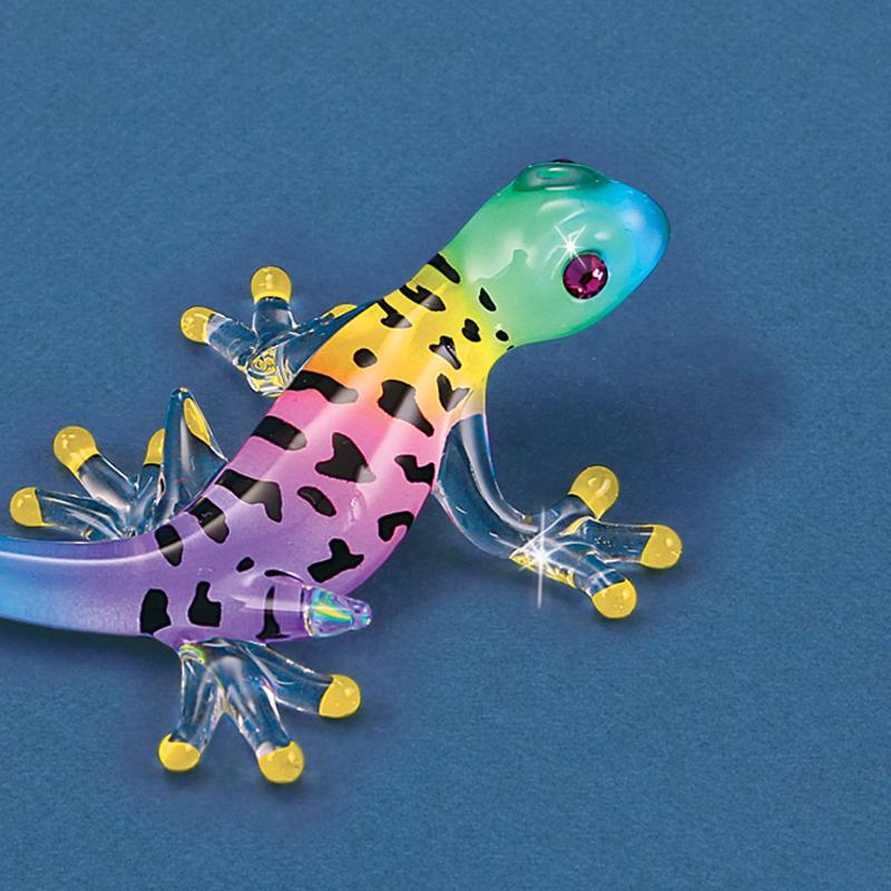 Island Gecko Lizard Figurine, Glass Gypsy Colorful Gecko, Reptile Lizard, Handmade Gifts Ideas, Home Decoration