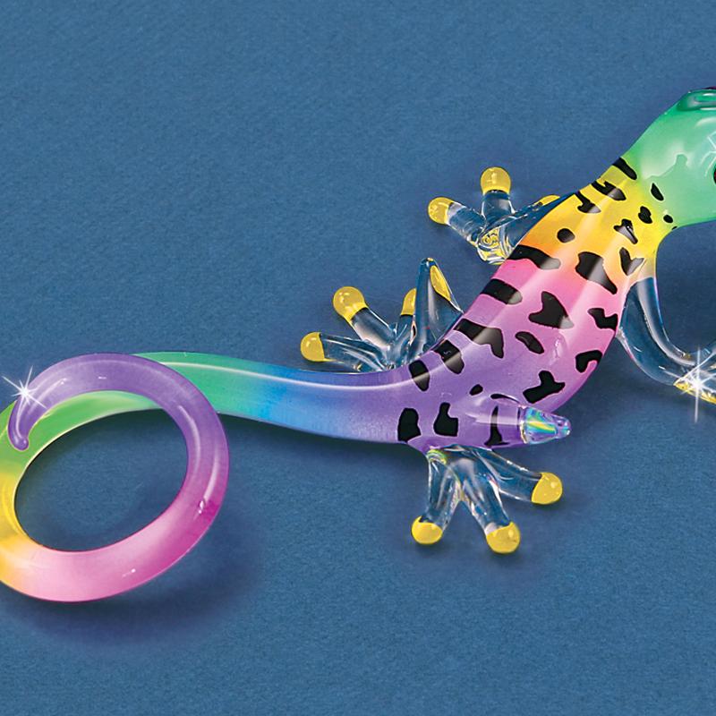Glass Baron Island Gypsy Gecko Figurine with Crystals Accents