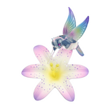 Handmade Hummingbird and Lavender Lily Figurine, Glass Figurine Gift Ideas, Home Décor