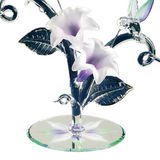 Hummingbirds & Lavender Lilies Figurine, Glass Hummingbird Sculpture, Handmade Hummingbird, Home Décor, Holiday Gift