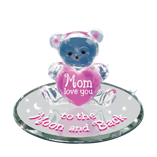 Glass Bear with Pink Heart Collectible Figurine