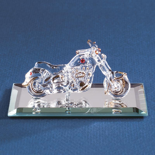 Glass Motorcycle Figurine – Handcrafted Biker Gift Decor – Crystal ...