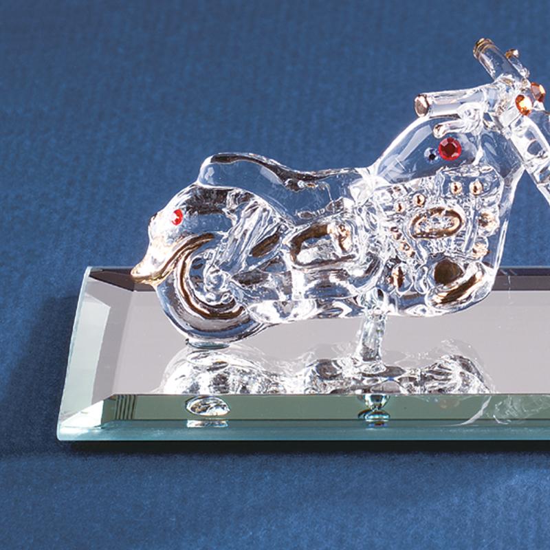 Motorcycle Figurine, Handcrafted Glass Motorbike, Motorcycle Rider Gif