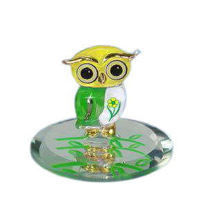 Glass Baron Owl Collectible Figurine with 22kt Gold Accents