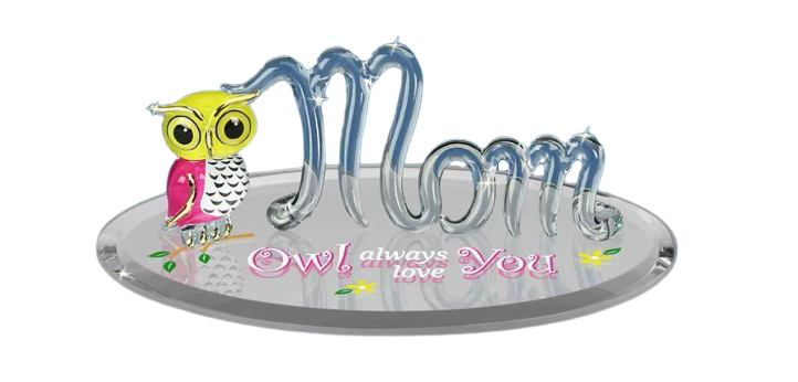 Owl Figurine Mothers Day Gift, I Love You Mom, Handcrafted Glass Owl Figurine, Gift for Mom, Grandma Gift, Animal Decor