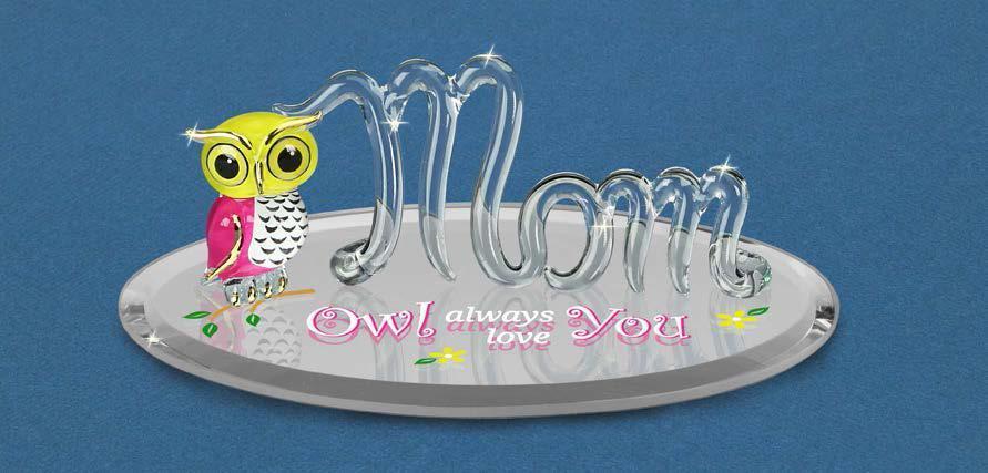 Owl Figurine Mothers Day Gift, I Love You Mom, Handcrafted Glass Owl Figurine, Gift for Mom, Grandma Gift, Animal Decor