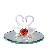 Swans Figurine I Love You Glass Pair of Swan, Romantic Couple Gift