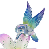 Hummingbird Figurine, Handmade Glass Figurine, Hummingbird & Lavender Lily, Home Décor