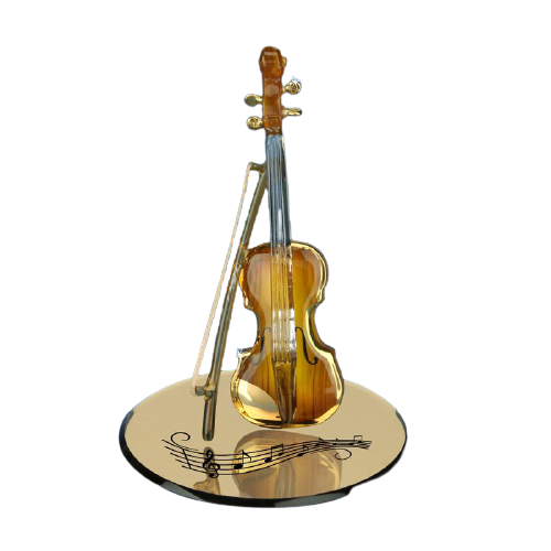 Gold Violin Figurine, Handcrafted Glass Violin, Home Decoration, Gift Ideas, Gift for Music Lovers