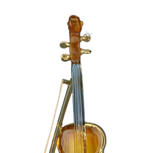 Gold Violin Figurine, Handcrafted Glass Violin, Home Decoration, Gift Ideas, Gift for Music Lovers