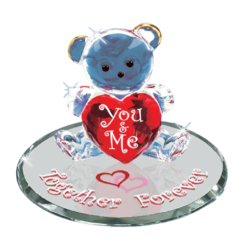 You and Me, Red Bear, Handcrafted Glass Bear Figurine, Animals Bear Gift, Romantic Gift, Anniversary Gifts for Wife